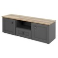 Comoda TV cu 2 usi si 1 sertar, Capri, L.120 l.38 H.45, pal/mdf, gri/natur