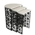 Set masute 3 piese, Hommy Craft, Stil Metal Ferforje, Crem/Negru