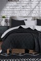 Set cuvertura de pat dubla 3 piese, Solid - Black, Grey, Eponj Home, 65% bumbac/35% poliester