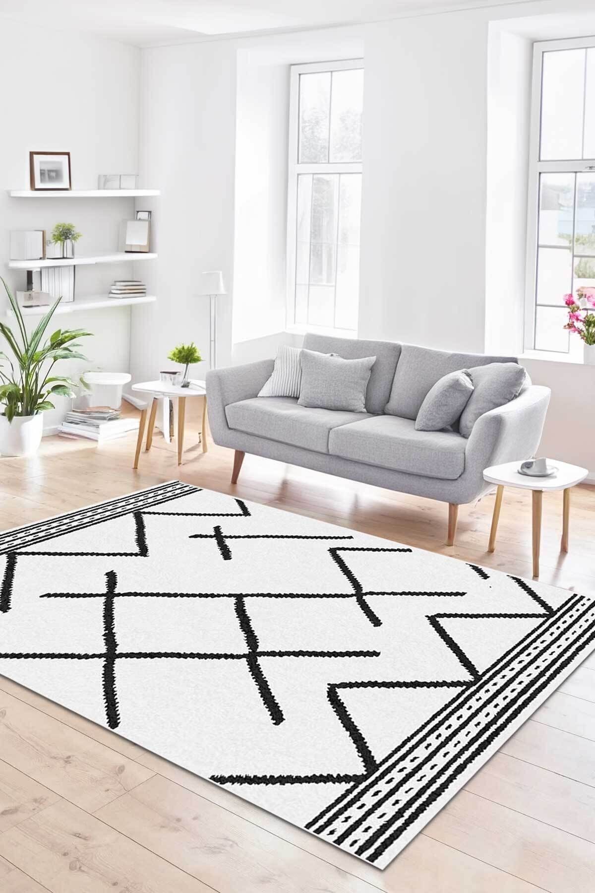 Covor, CLR-7268-HALI-19, 120x250 cm, Poliester, Alb