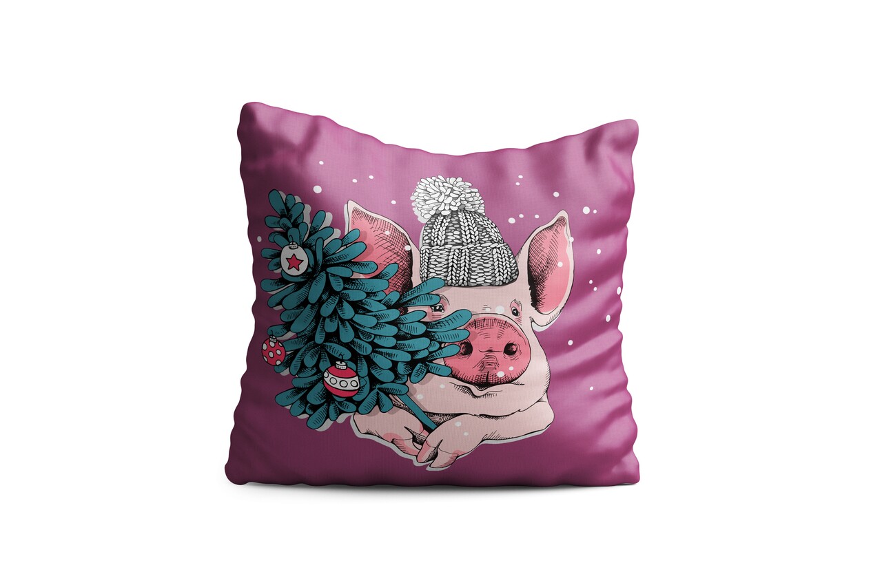 Perna decorativa Piggy, Oyo Kids, 43x43 cm, poliester, multicolor