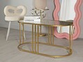 Masuta de cafea Antalia, Mauro Ferretti, 90x50x45 cm, fier/sticla, auriu