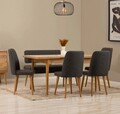Set masă și scaune extensibile (6 bucăți), Vella, Vina, Pin Atlantic / Antracit