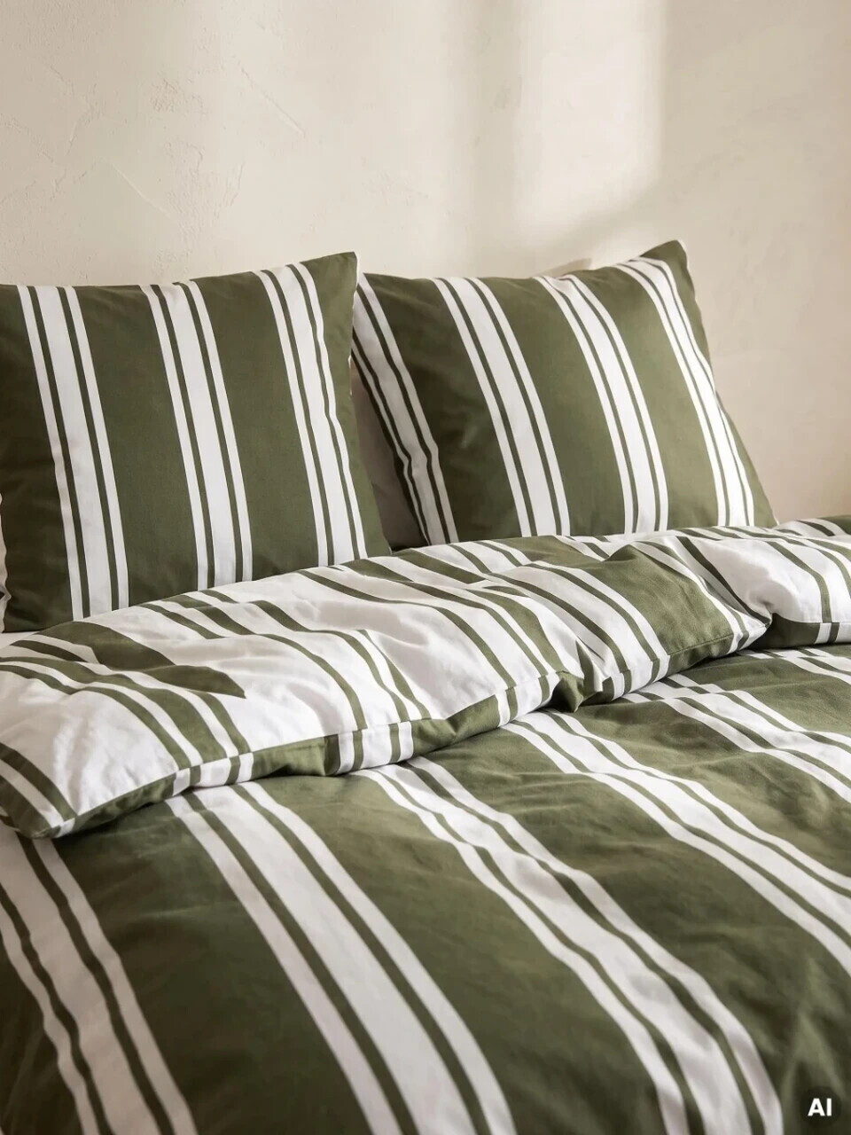 Lenjerie de pat King Size, Aris, Homla, 200x220 cm, 3 piese, bumbac, verde/alb