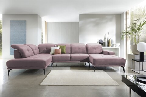 Coltar stanga 6 locuri ELTAP, LT-24LO, Bretan, 350x205x107 cm, lemn/poliester, roz