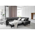 Coltar extensibil dreapta 4 locuri ELTAP, RT-06SAV, Noble, 255x201x100 cm, lemn/poliester, gri inchis