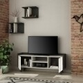 Comoda TV, Homitis, Trap Tv - White, Antracite, 33x122x49 cm