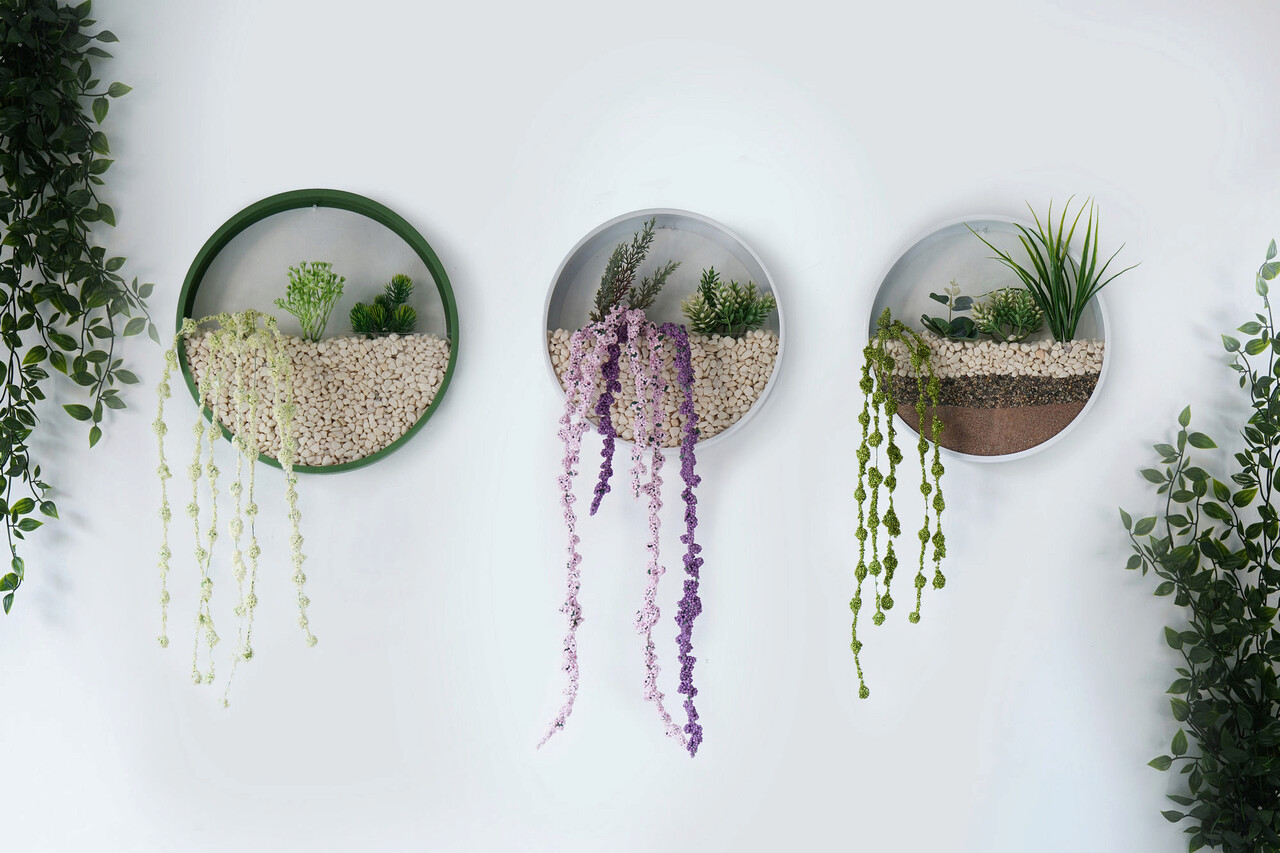 Decoratiune de perete, Shrubby St. Johnswort, Metal, Fier, Verde/Alb - 1 | YEO
