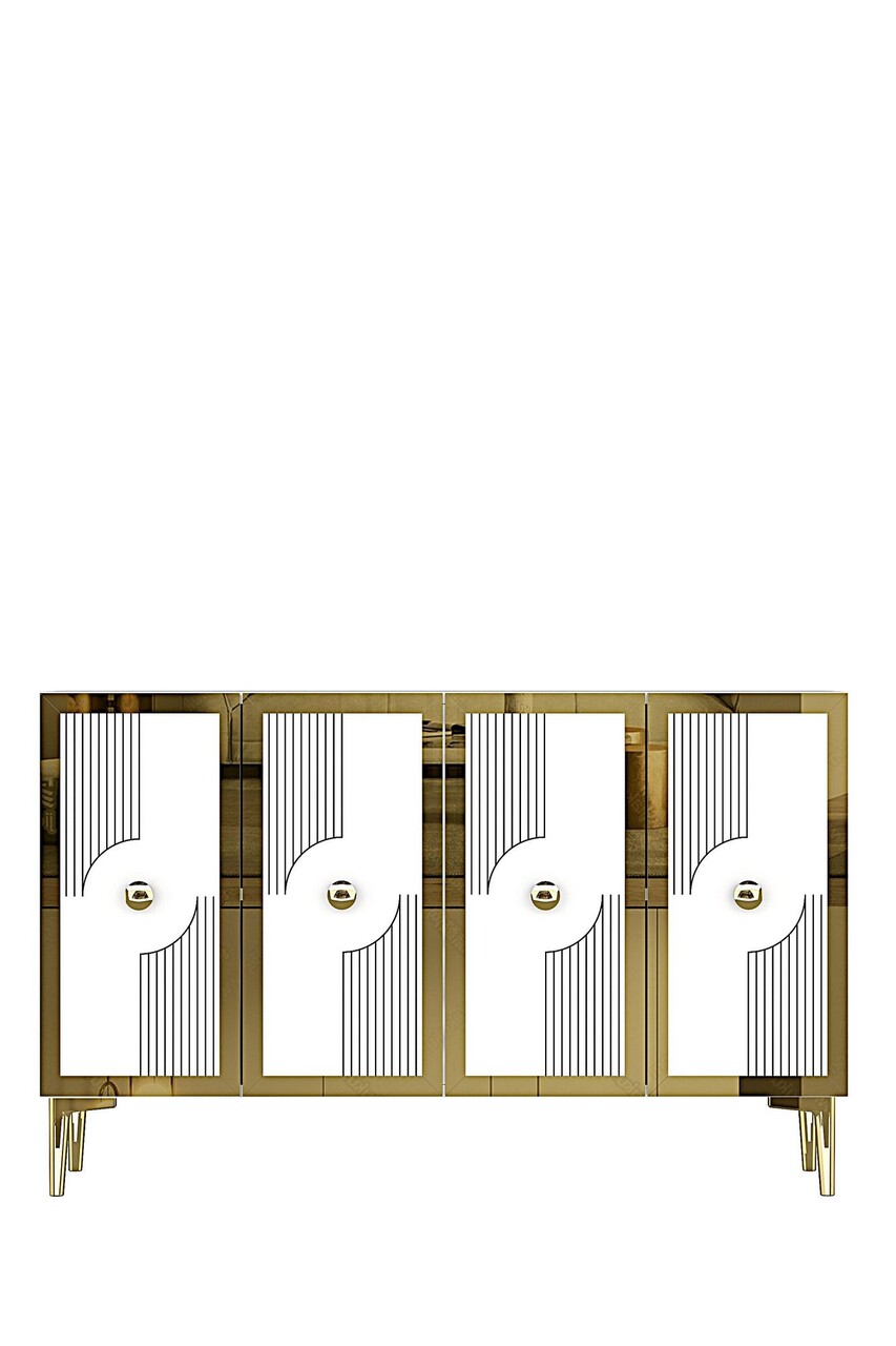 Consola, Hanah Home, Pega 120, 120x79x32 cm, Alb/Auriu - view 5