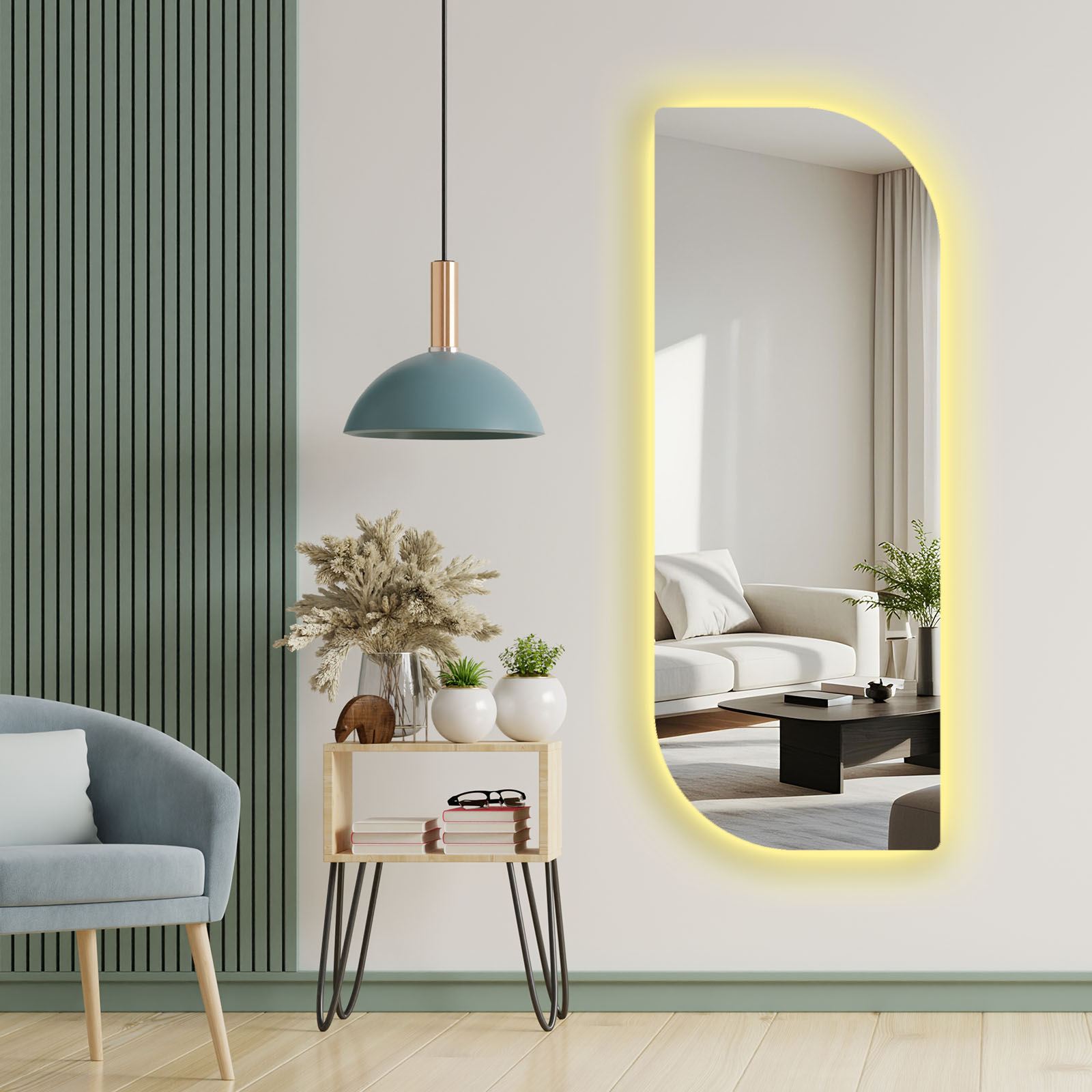 Oglinda cu Iluminare Led, Hanah Home, 52135Ledayna-005, 52x135 cm, OGLINDA (Grosime: 4 mm), Multicolor