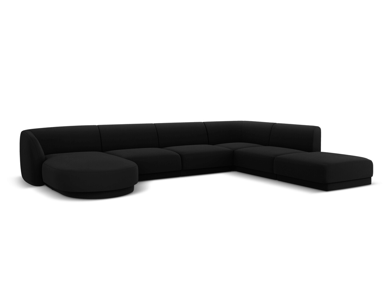 Coltar panoramic dreapta 6 locuri, Miley, Micadoni Home, BL, 327x245x74 cm, catifea, negru - 1 | YEO