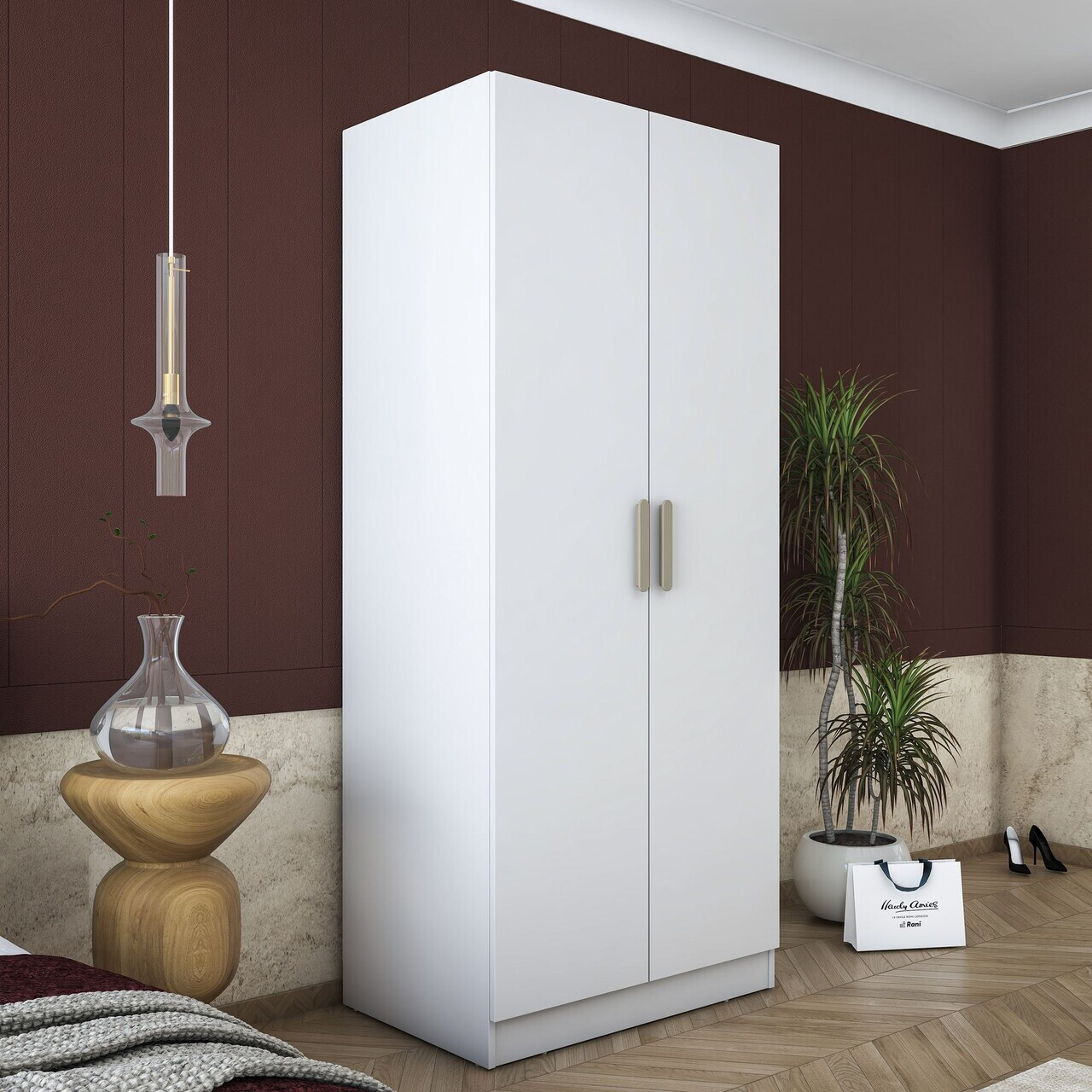Dulap pentru haine, Hanah Home, BA171, 90x210x57.5 cm, PAL melaminat, Alb - view 2