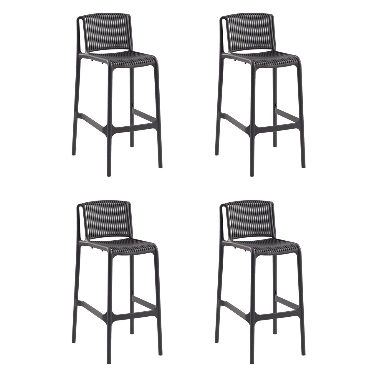 Set scaune  de bar 4 piese, Tilia, Nes Bar, Polipropilena, Antracit - 2 | YEO