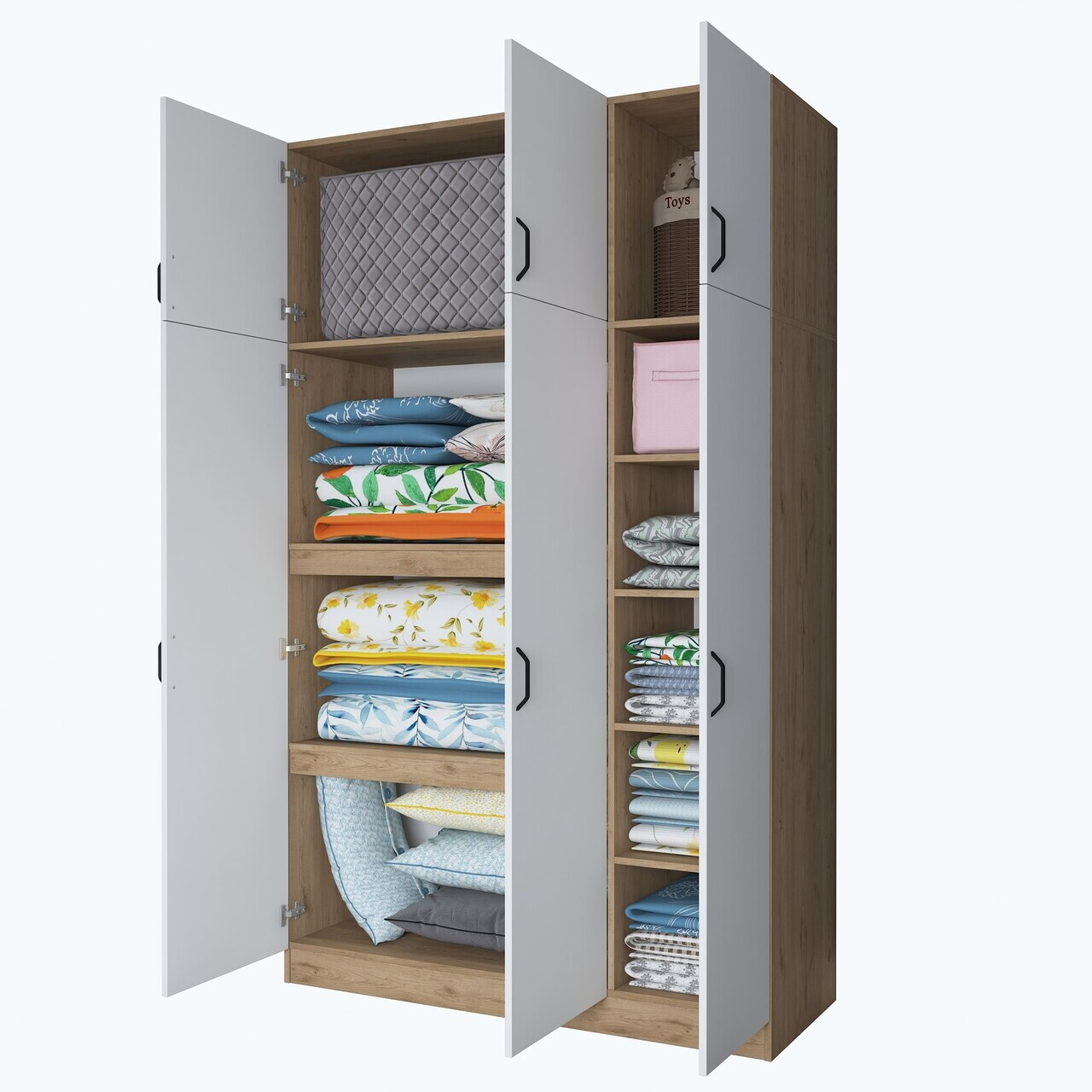 Dulap pentru haine, Hanah Home, BA104, 145x239x55 cm, PAL melaminat, Nuc/Alb - view 7