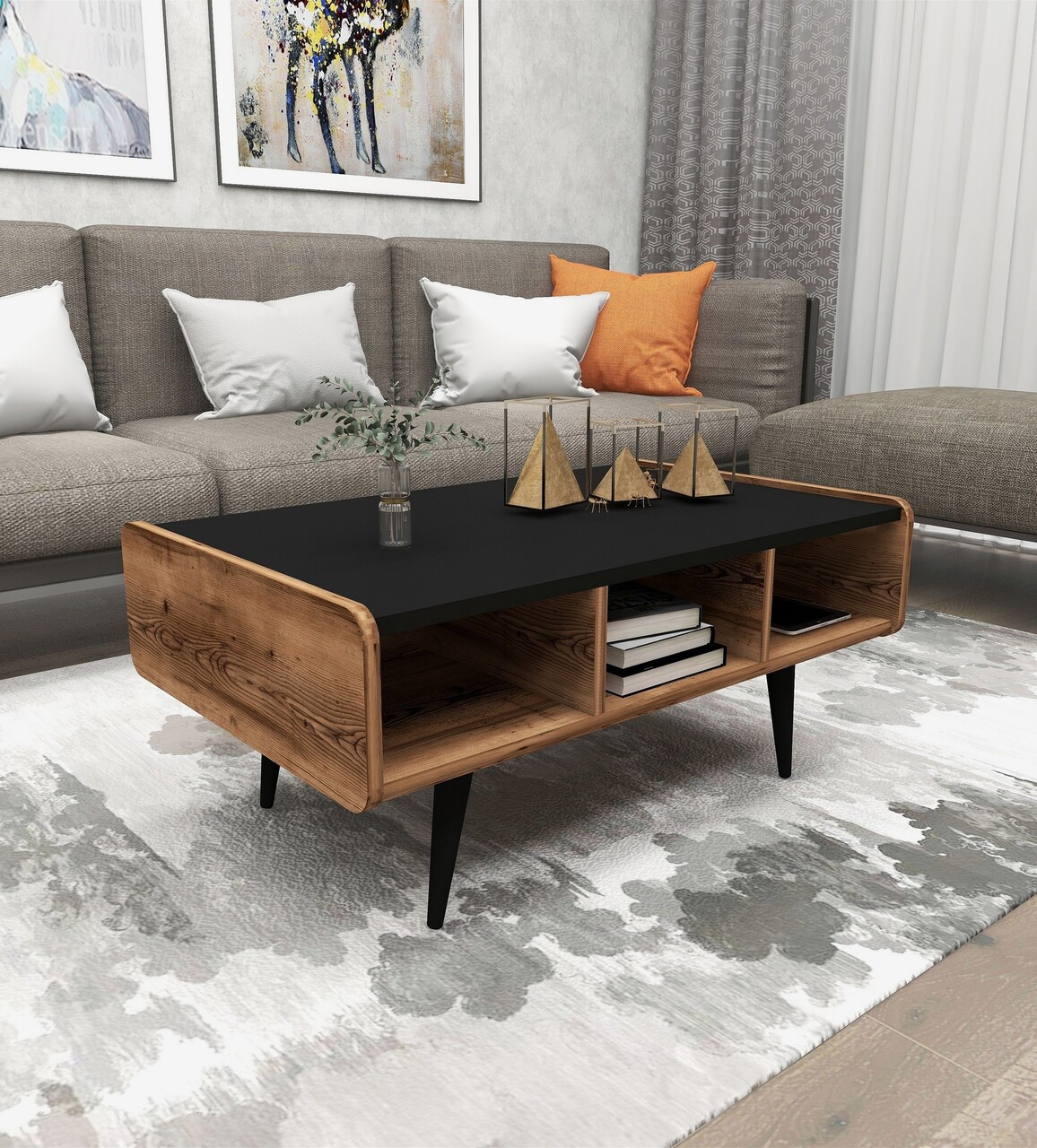 Masuta de cafea, Arnetti, Line, 40x90x56 cm, PAL, Nuc deschis