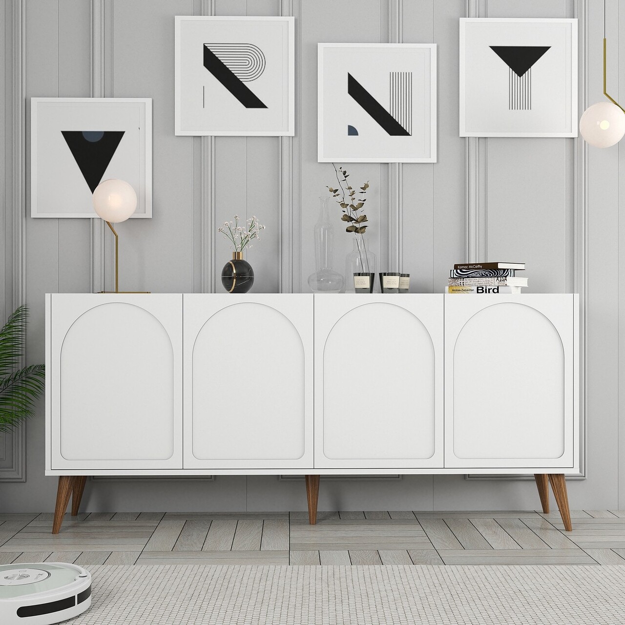 Consola, Hommy Craft, Lyon 81, 180x81x35 cm, PAL, Alb/Maro - 1 | YEO