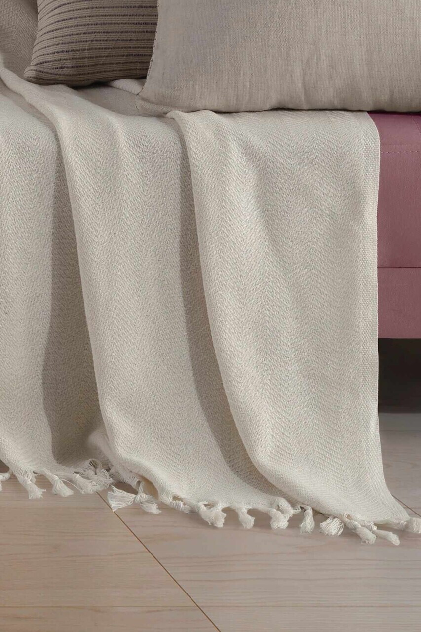 Cuvertura de pat, L'essentiel Maison, 2M, Bumbac, Ecru — imaginea 2