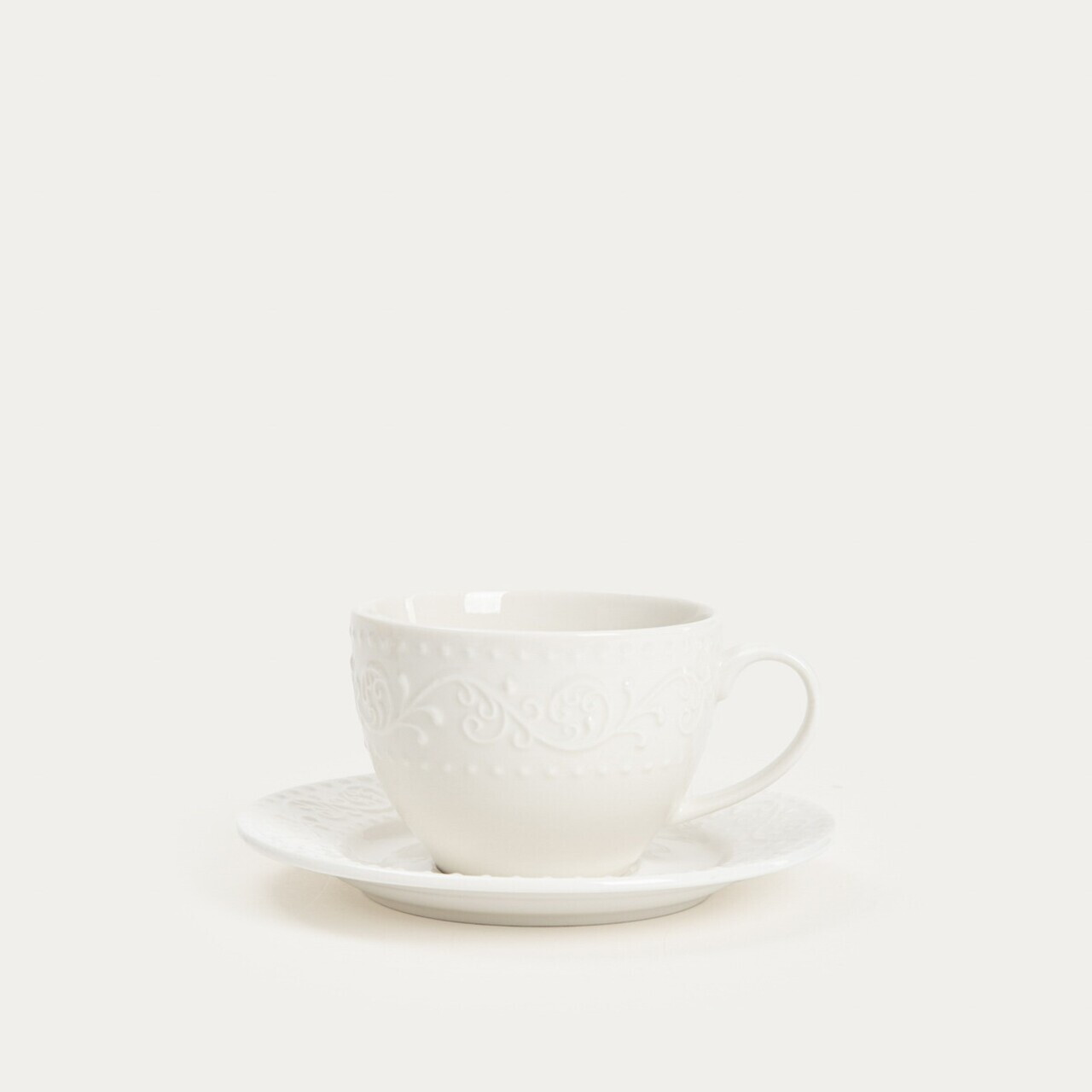 Set 3 cesti cu farfurie Sylia, Homla, 250 ml, portelan, alb — imaginea 2