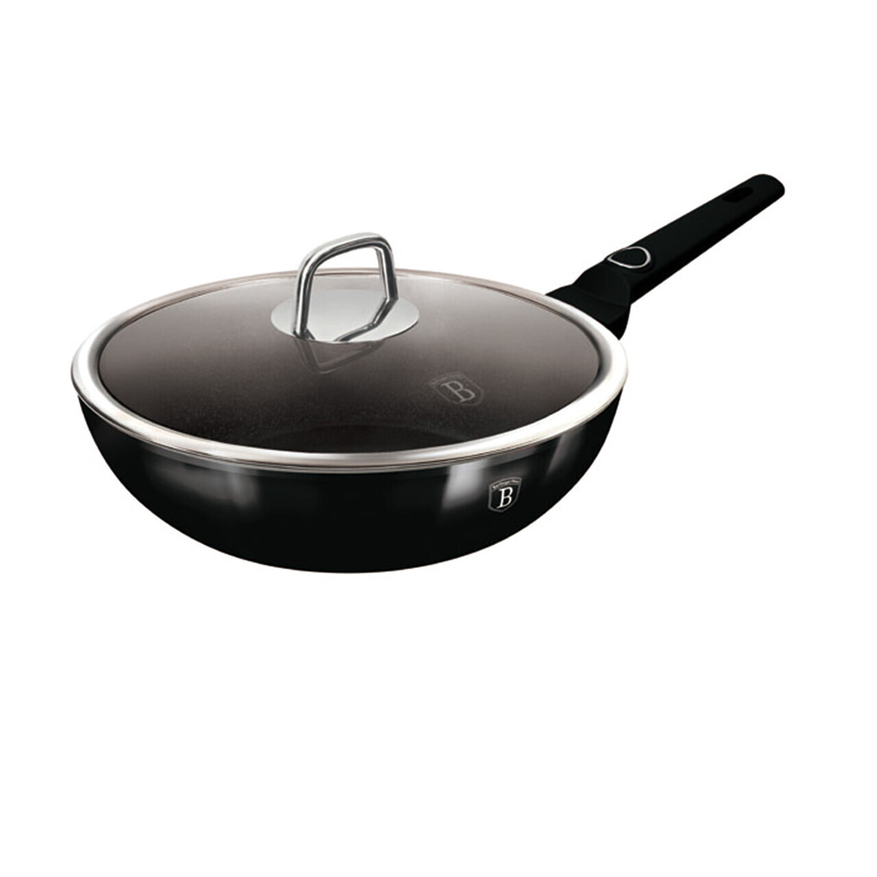 Tigaie Wok cu capac Berlinger Haus, Black Vantage, 28 cm, 3.2 L, aluminiu forjat, negru lucios - imagine 3