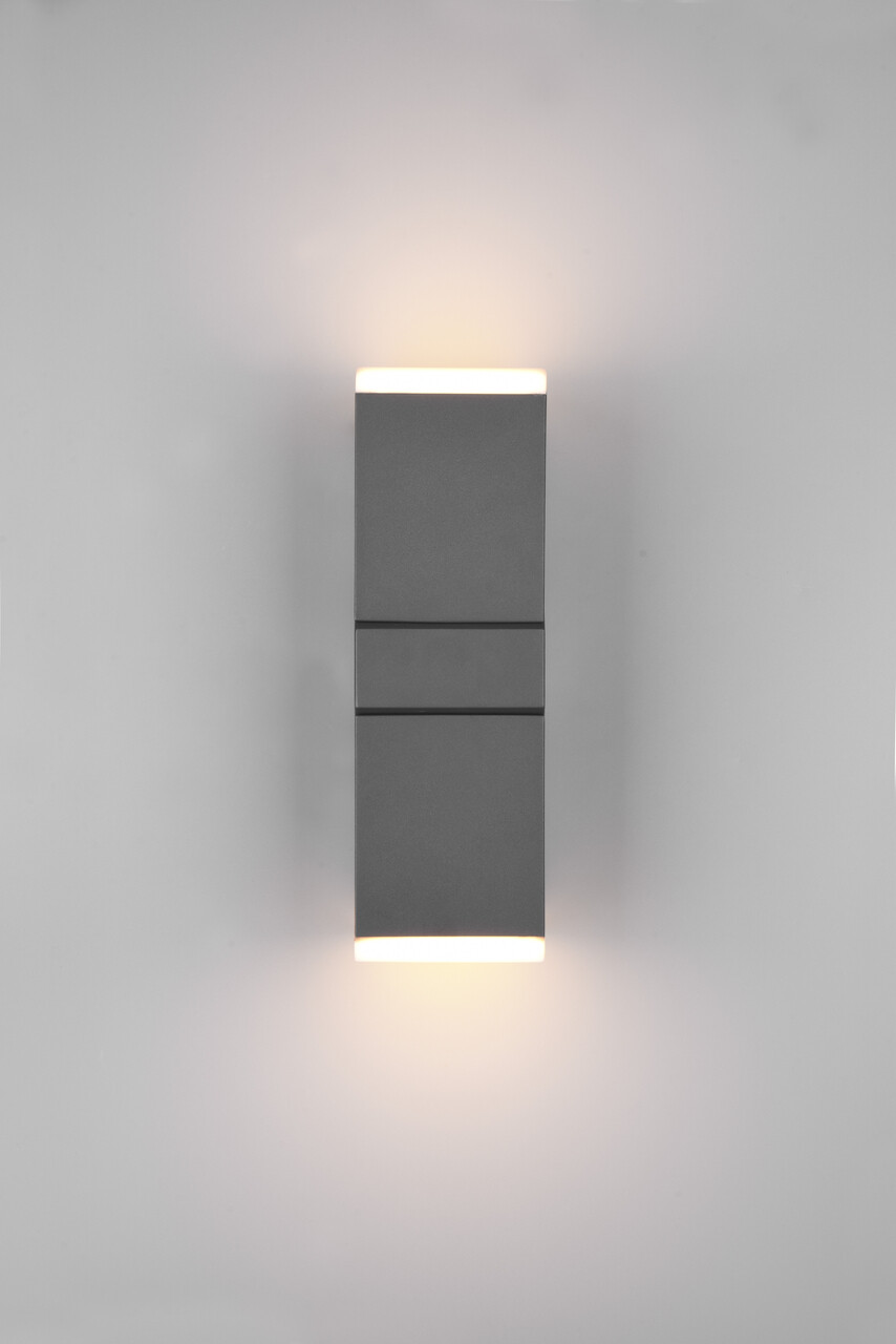 Aplica de perete pentru exterior Avon, TRIO, 9x28 cm, 7W, 2x SMD LED, aluminiu turnat, antracit