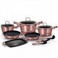 Set oale si tigai, 12 piese, Berlinger Haus, aluminiu forjat si marmura, Rose Gold