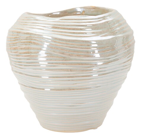 Vaza decorativa Round, Mauro Ferretti, 22x20 cm, ceramica, perla