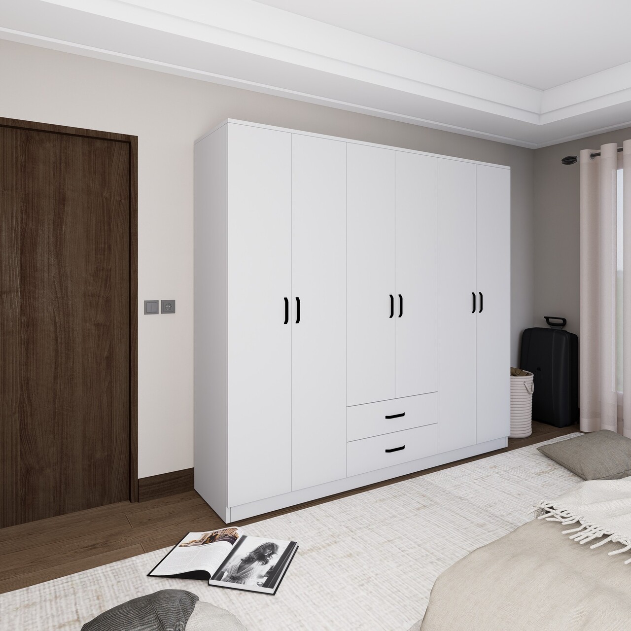 Dulap pentru haine, Miwood, Yaman 1600-63, Alb mat - 1 | YEO
