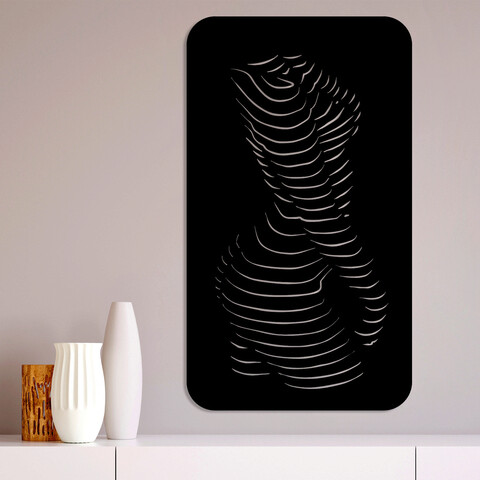 Decoratiune de perete, body, metal, dimensiune: 68 x 1,5 x 66 cm, negru