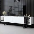 Comoda TV, Bexley, Chrome Line, Alb/Negru