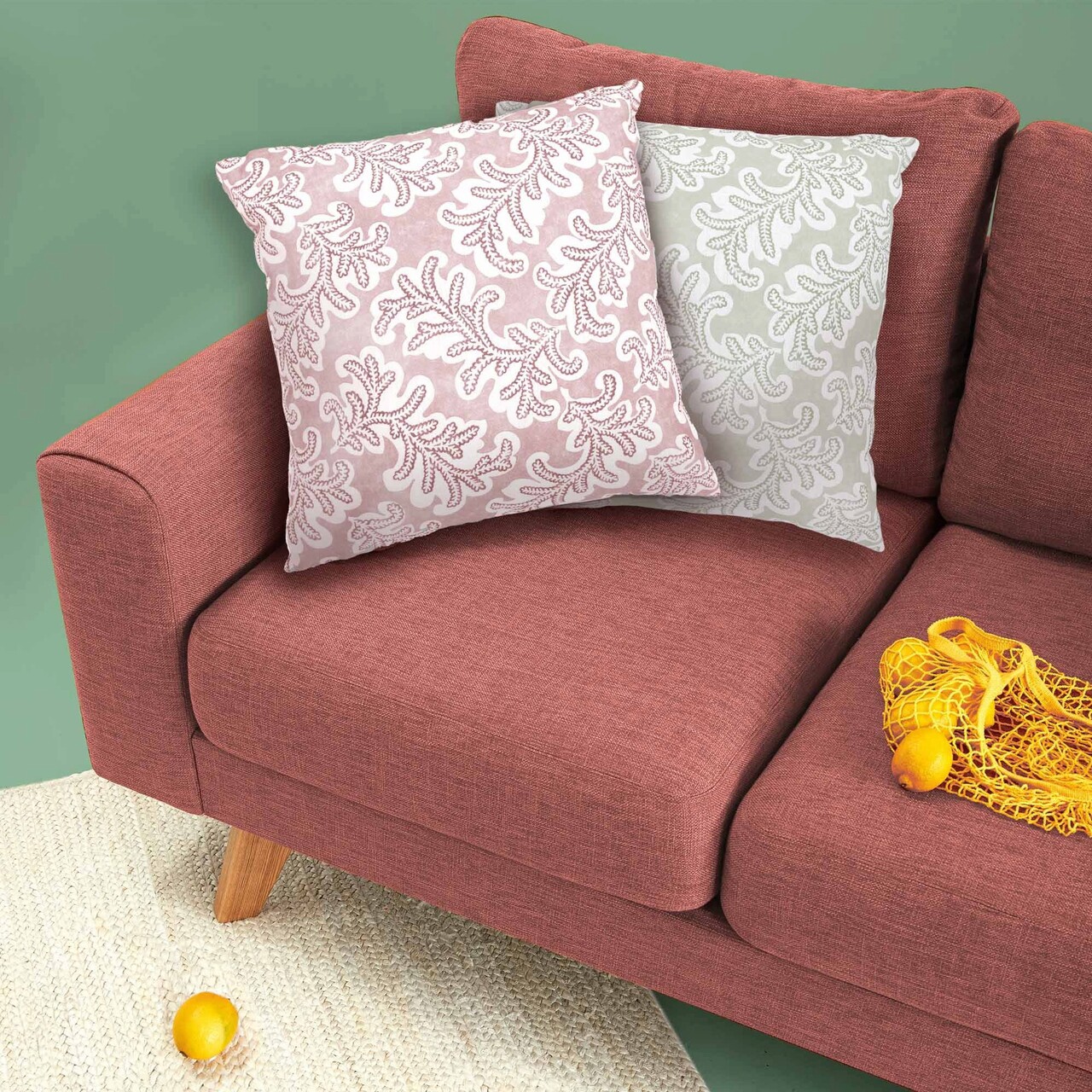 Perna, YST0402, 45x45 cm, Poliester, Alb/Roz - 1 | YEO