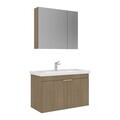 Set Dulap de Baie cu Chiuvetă și Oglindă (2 Piese), Hanah Home, Desna 90, Stejar