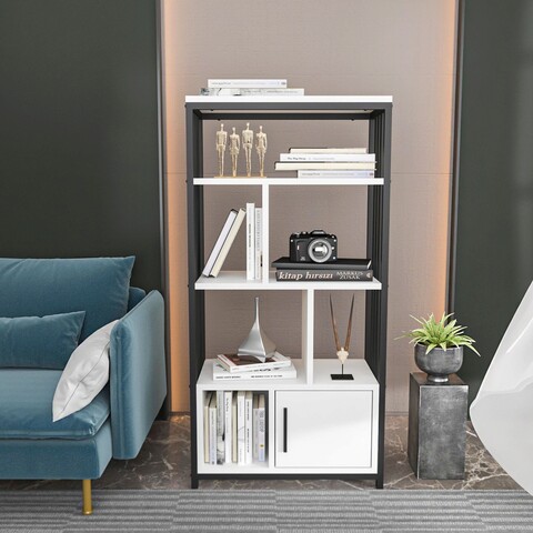 Corp biblioteca, Zena Home, Valero, 60x120x29.6 cm, PAL, Alb negru mezoni.ro