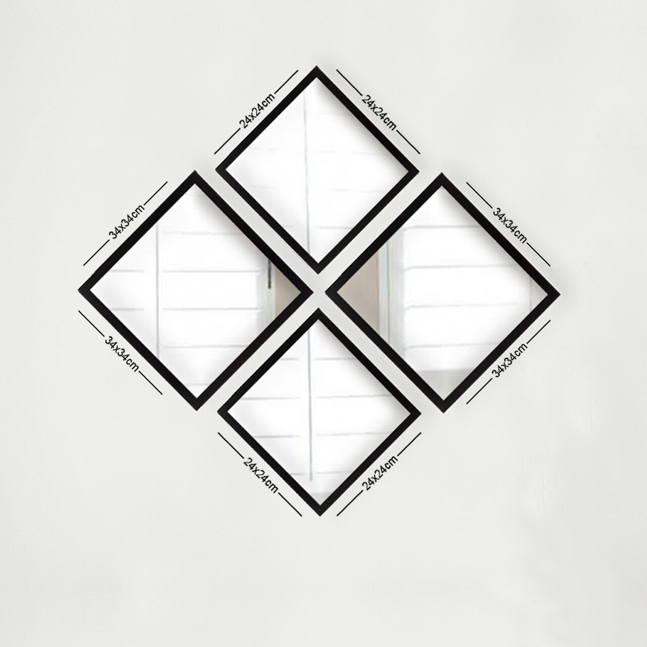 Set 4 oglinzi decorative, SETAYNA_042, Plastic laminat, Argintiu / Negru - view 2
