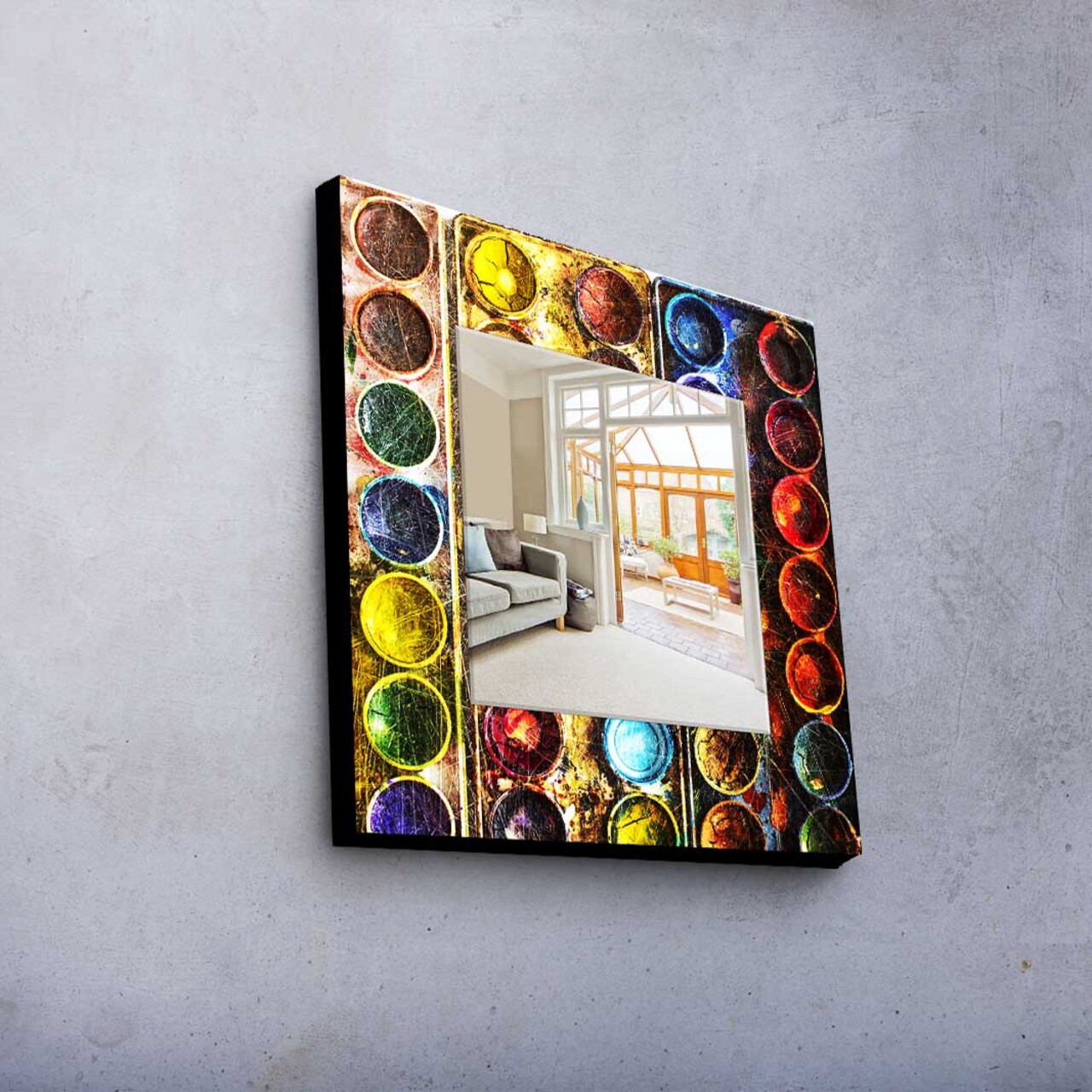 Oglinda decorativa MA-049 Cadru: 100% LEMN DE PIN (Grosime: 27 mm) Multicolor