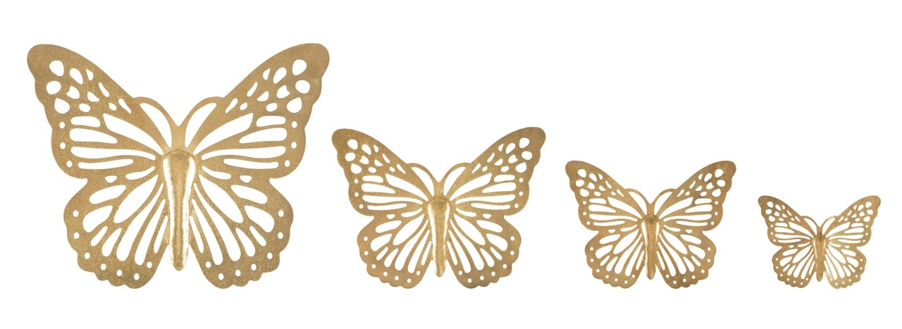 Set 4 decoratiuni de perete Butterflies, Mauro Ferretti, 35x29 cm, fier, auriu - 1 | YEO