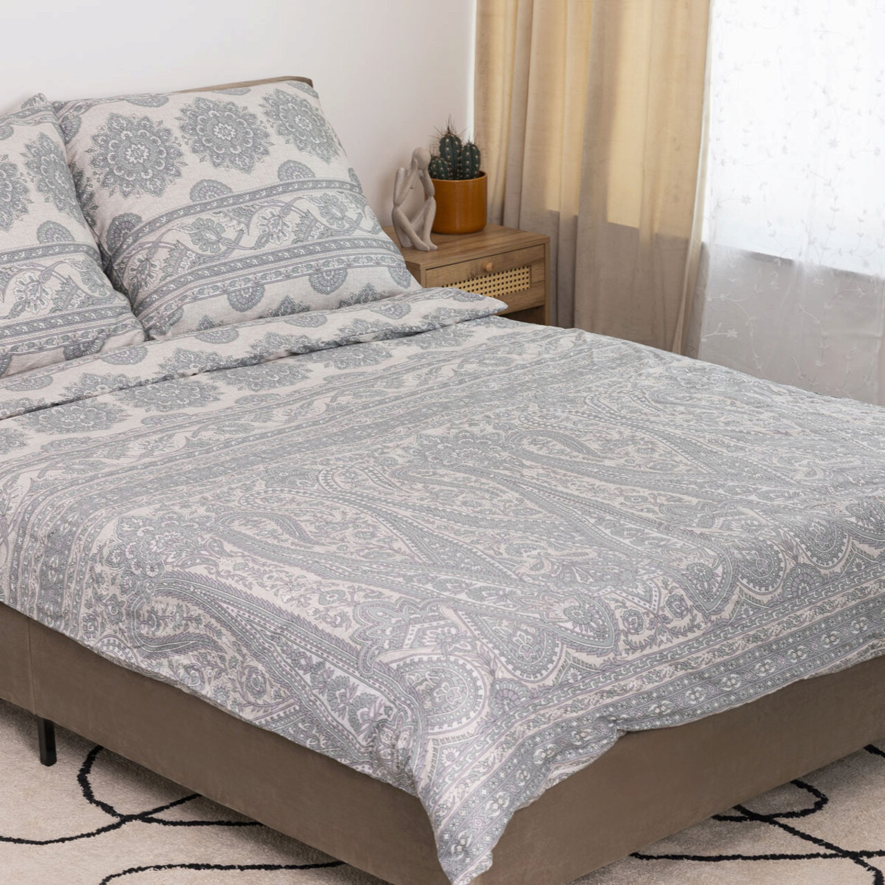 Lenjerie de pat Motifs, Homla, 160x200 cm, bumbac satinat, multicolor