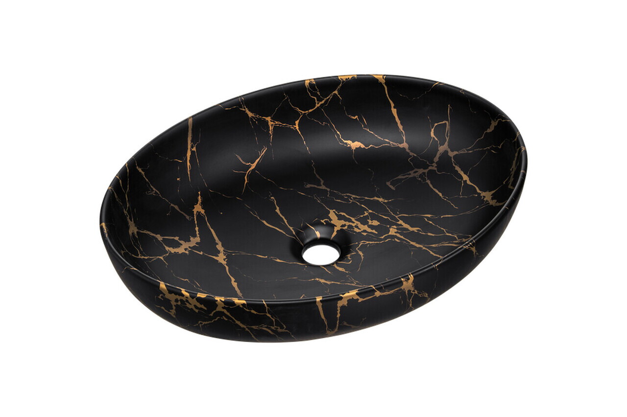 Set mobiler baie, dulap cu lavoar, 80 cm Mona, Ocean Black, Comad, MDF/PAL laminat, negru mat/stejar — imaginea 3