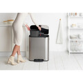 Cos de gunoi cu pedala, Brabantia, Bo Pedal, 2x30 L, 36.3x54.1x65.2 cm, otel, argintiu