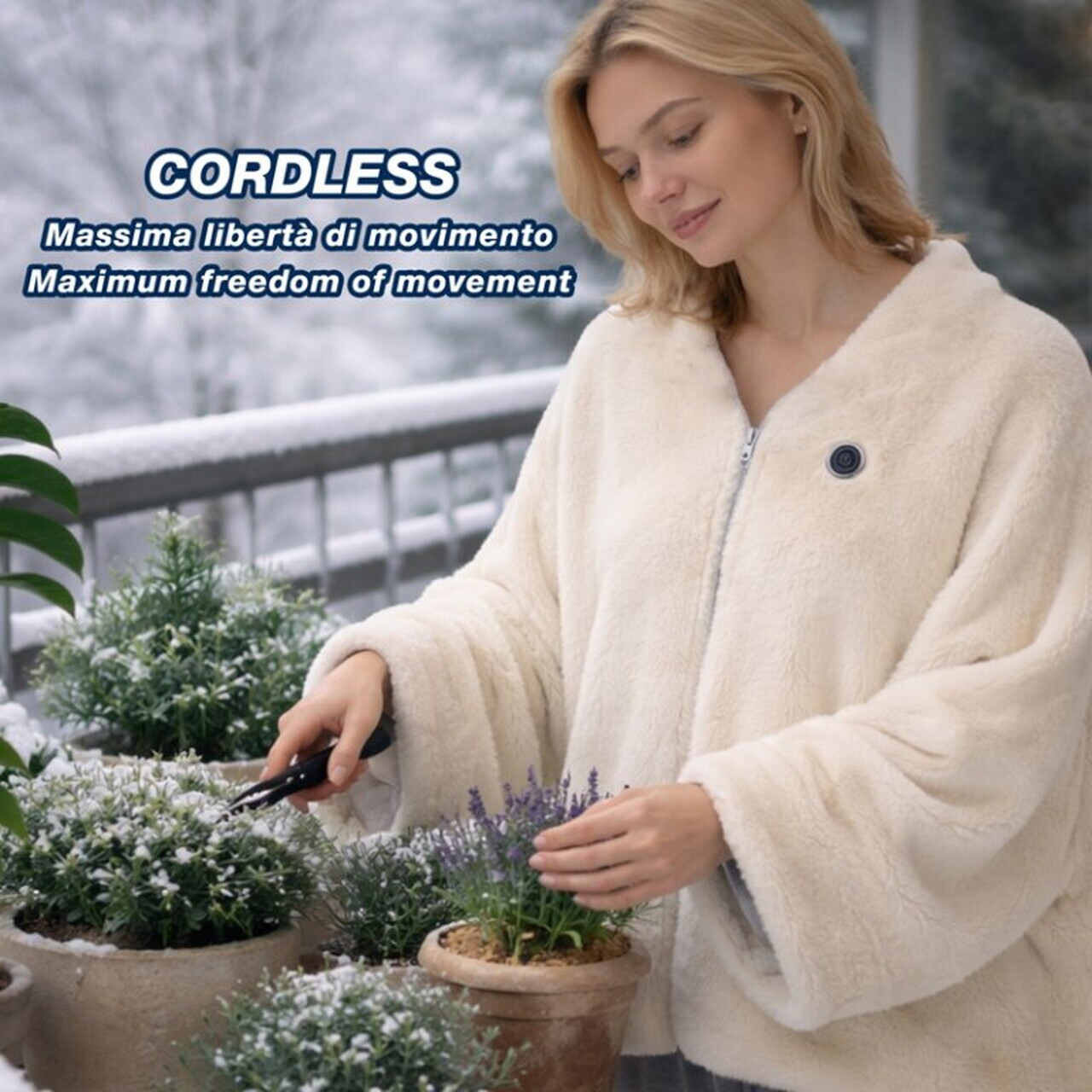 Poncho electric cu alimentare USB, Beper, 12W, 27x19x4 cm, 3 niveluri de incalzire reglabile, bej — imaginea 5