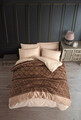 Lenjerie de pat dubla 3 piese, Creative - Brown, Eponj Home, 65% bumbac/35% poliester