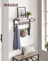 Cuier de perete, Vasagle, cu 10 agatatori, 65x30x42 cm, PAL/otel, gri/negru