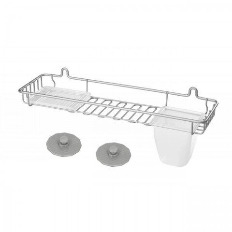Polita pentru baie Artic Frost, Metaltex, 38x12x15 cm, plastic/metal/ invelis din polytherm, argintiu Metaltex