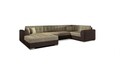 Coltar extensibil stanga 5 locuri ELTAP, Damario, 338x189x78 cm, lemn/poliester, bej inchis/maro inchis