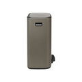 Cos de gunoi cu pedala, Brabantia, Bo Pedal Platinum, 60 L, 36.3x54.1x65.2 cm, otel, gri inchis