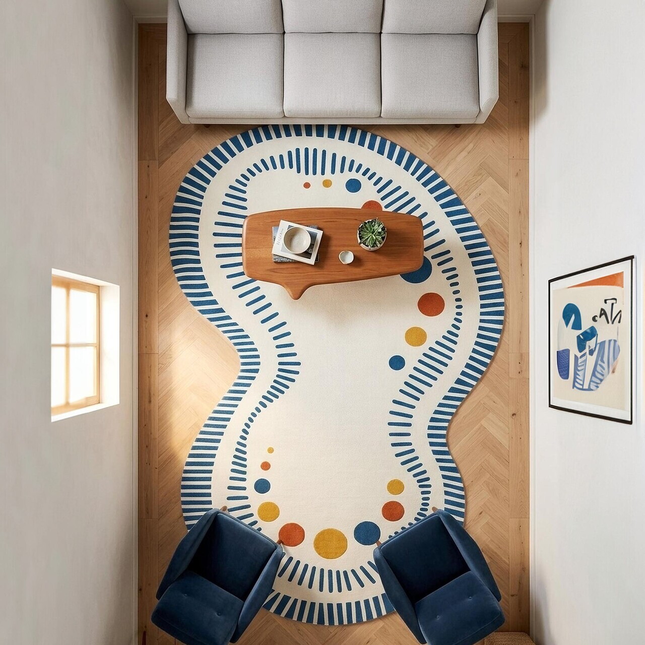 Covor, Fr358, 80x150 cm, Albastru — imaginea 2