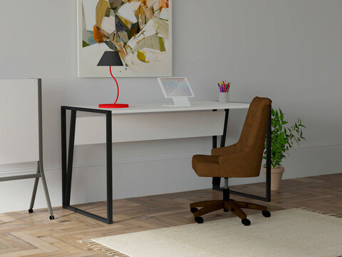 Birou, Puqa Design, Lara, 140x74x70 cm, PAL, Alb negru 140x74x70