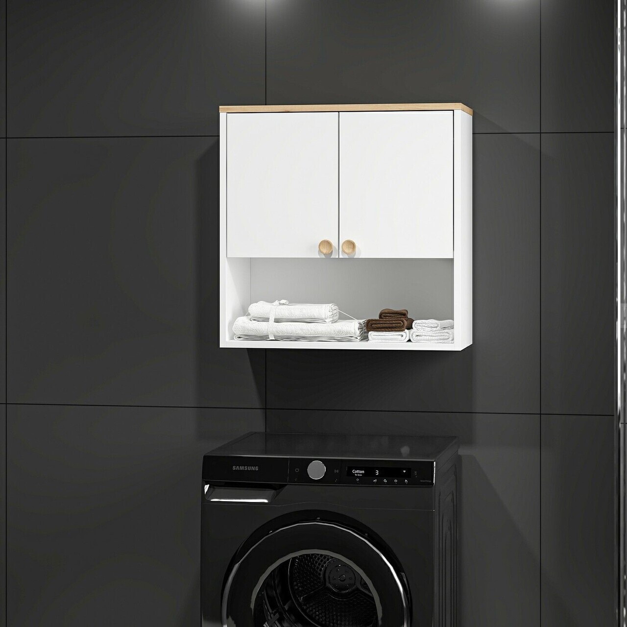 Dulap multifunctional, Hanah Home, Viona, 67x67x30 cm, Coș adânc / Alb — imaginea 3