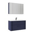 Set Dulap de Baie cu Chiuvetă și Oglindă (2 Piese), Hanah Home, Bari 100 v2, Albastru marin mat