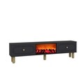 Comoda TV, Hanah Home, Polen Bohem Fireplace, 150x44.6x29.6 cm, PAL , Antracit