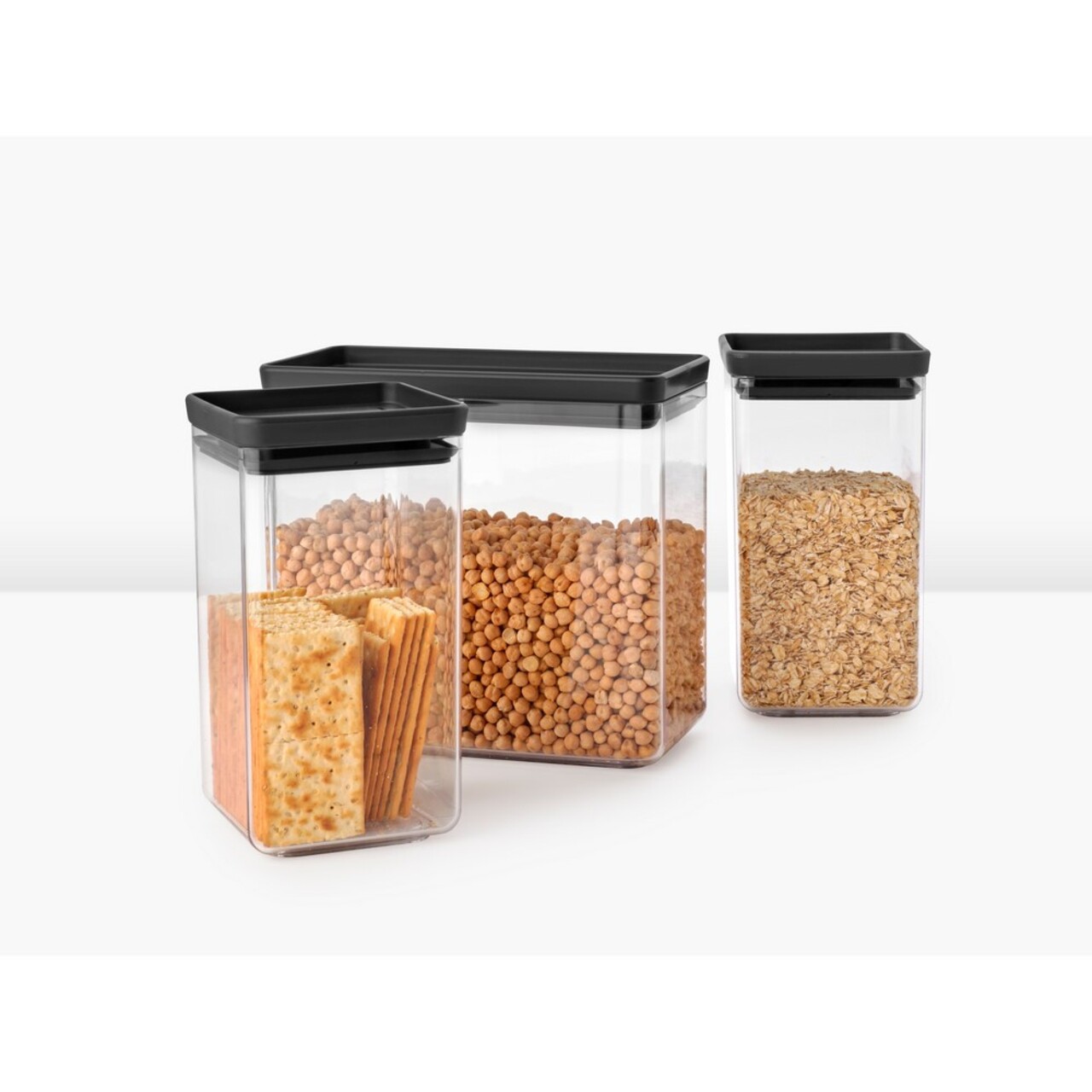 Set 3 recipiente depozitare, Brabantia, Tasty+, 2x1.6 L, 1x3.5 L, plastic, gri inchis - 2 | YEO